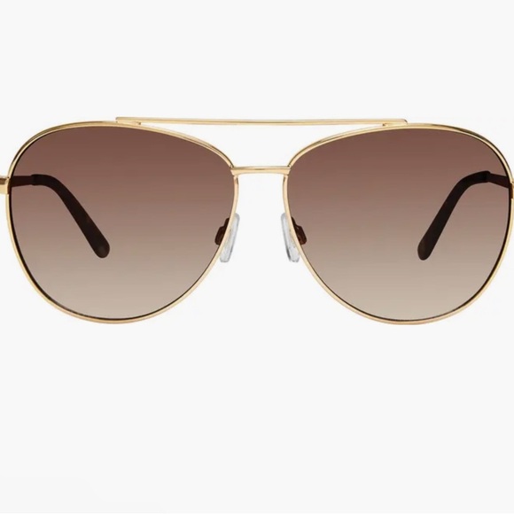 Kurt Geiger Gold and Brown Aviator Sunglasses - Picture 1 of 4